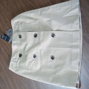 LOFT Tan Double-Breasted Mini Skirt